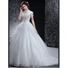 Stylish Short-Sleeve Wedding Dress